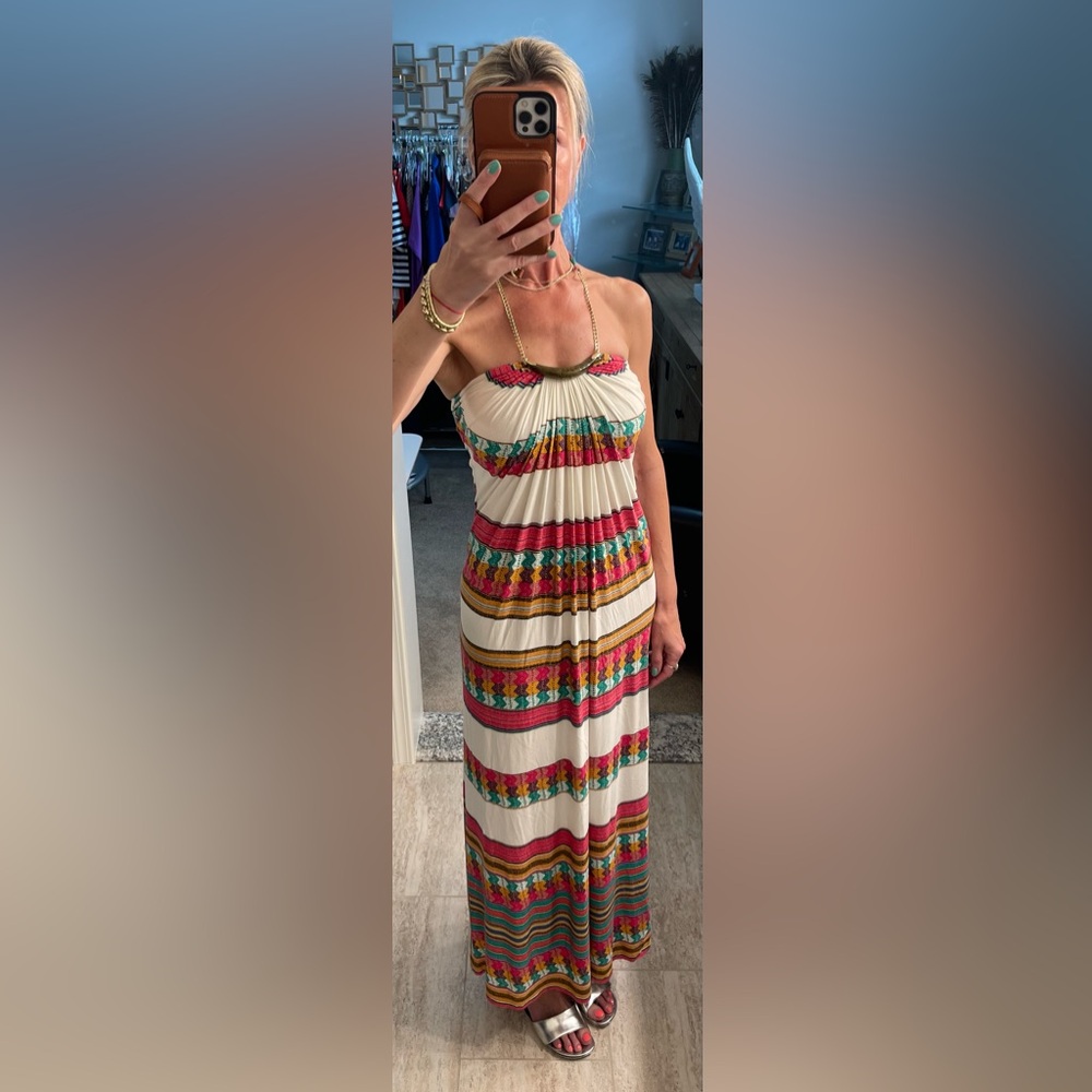 Maxi Halter Multicolor Patterned Women's Dress